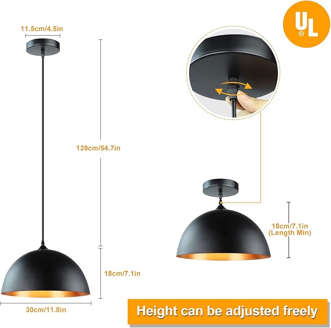 Black Dome Pendant Lights