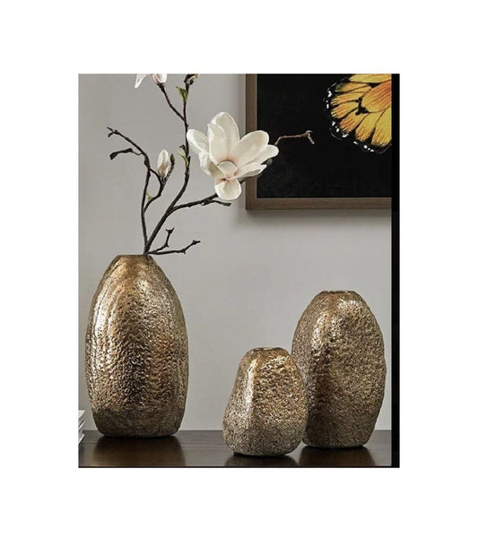 Gold Hammered Metal Vase