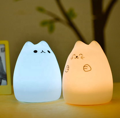 Cartoon cat silicone lamp colorful color