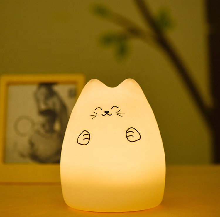 Cartoon cat silicone lamp colorful color