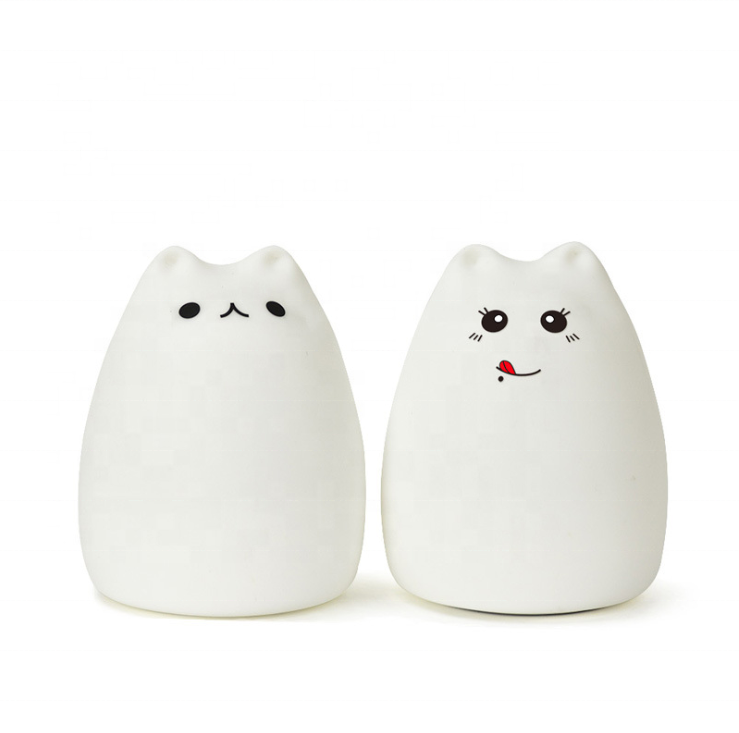 Cartoon cat silicone lamp colorful color
